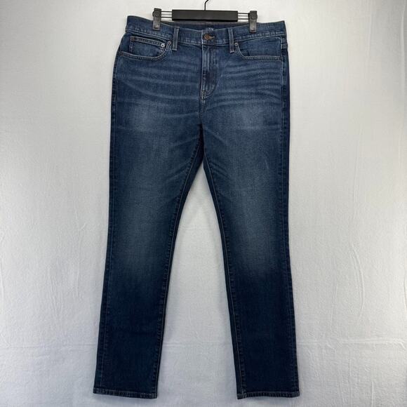 J Crew jeans Men's 34x32 Blue Denim Dark Wash Whisker Pockets Signature Flex - Picture 1 of 12